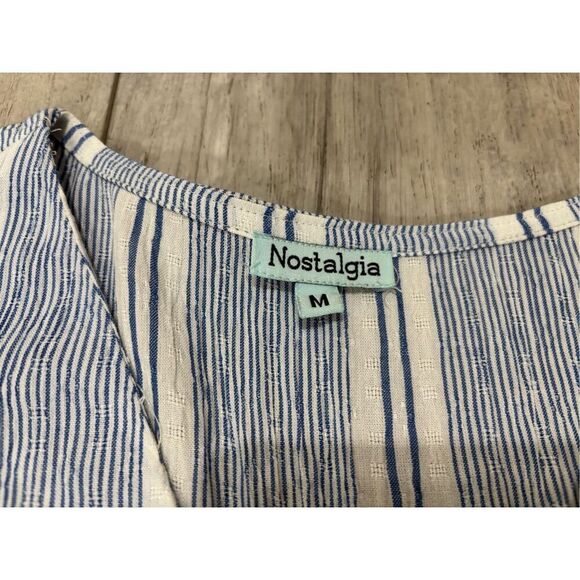 Nostalgia, blue and white striped summer dress size M - Picture 9 of 11
